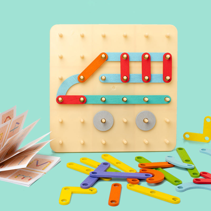 BowLift | Montessori Toys Pegboard Puzzle, Wooden Educational Board for Toddlers