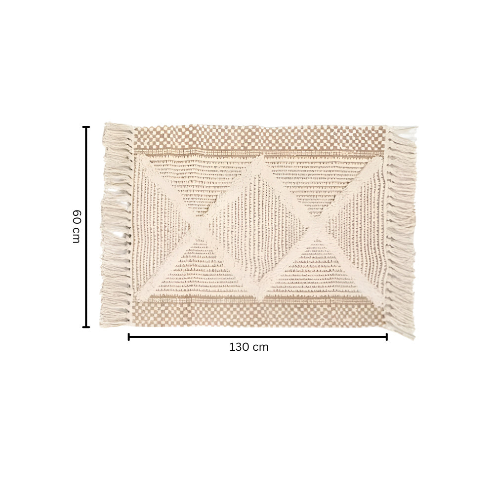 BowLift | Beige Textured Fringe Tassel Rug