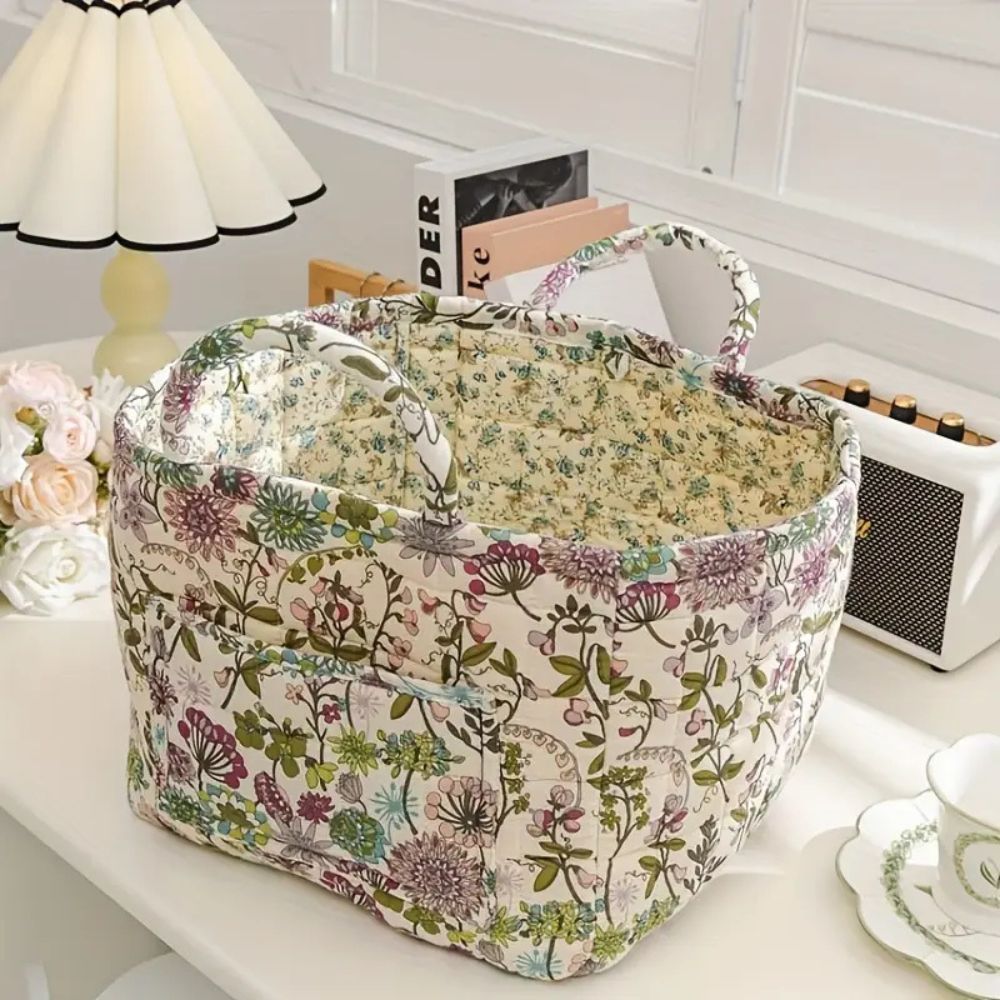 BowLift | Floral Canvas Storage Basket for Home Organization