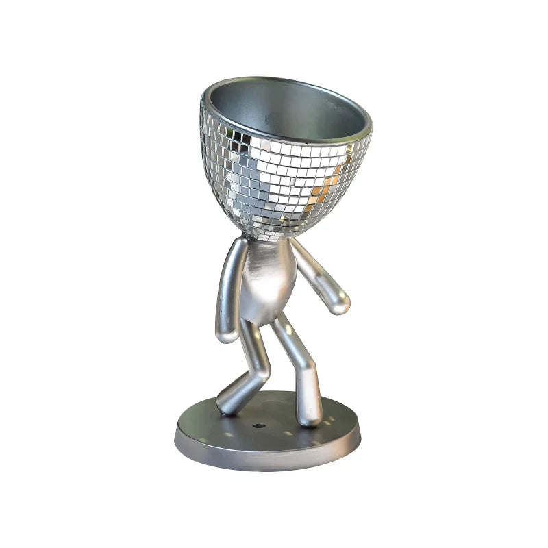 BowLift | Mirror Disco Walking Man Planter Pot