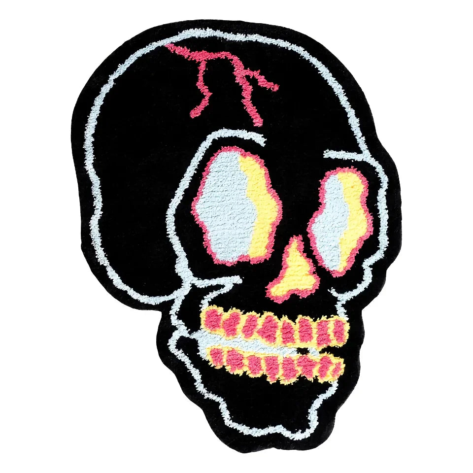 BowLift | Funky Irregular Black Skull Head Area Rug for Living Room & Bedroom
