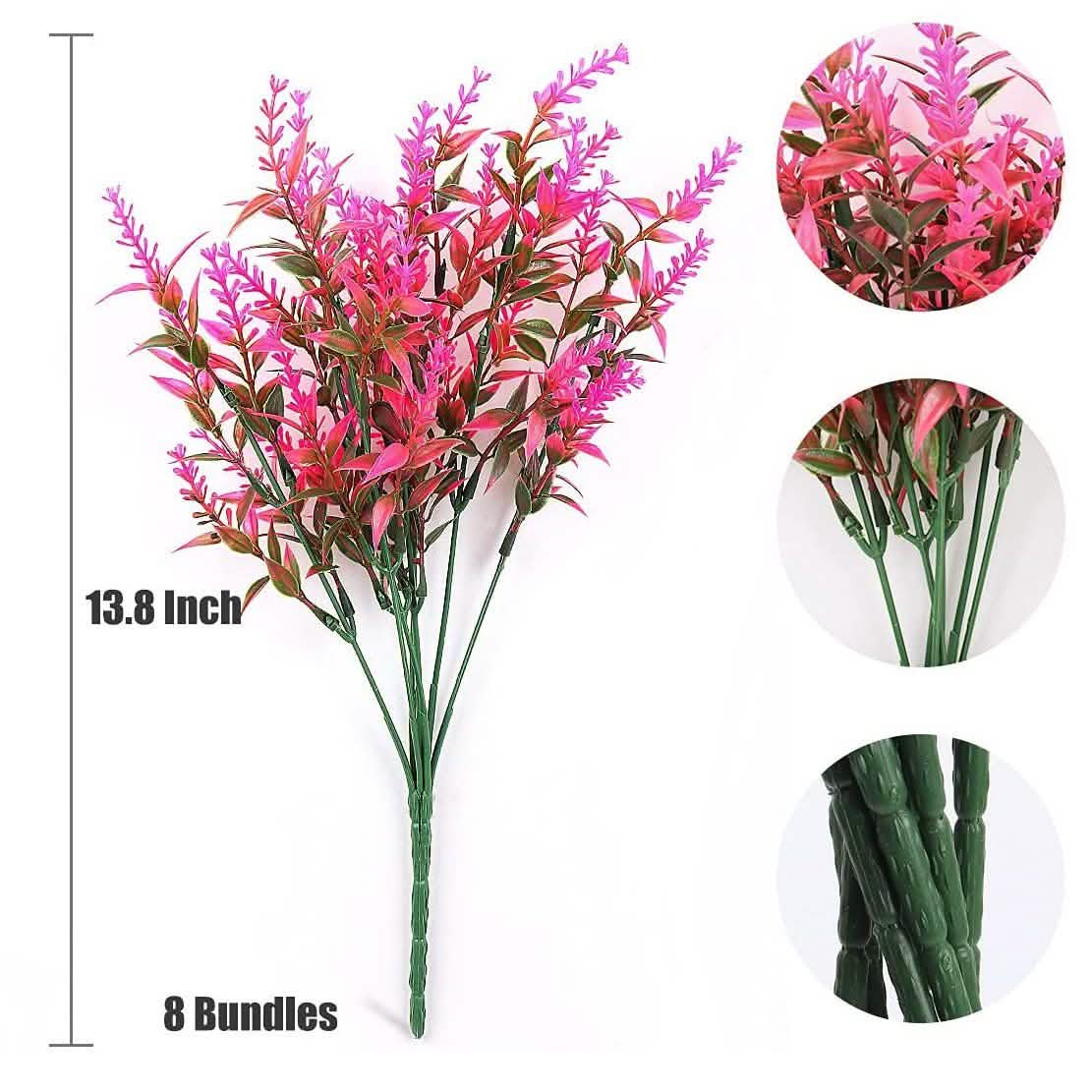 BowLift | 8 Bundles Artificial Lavender Plastic Flowers Decorations