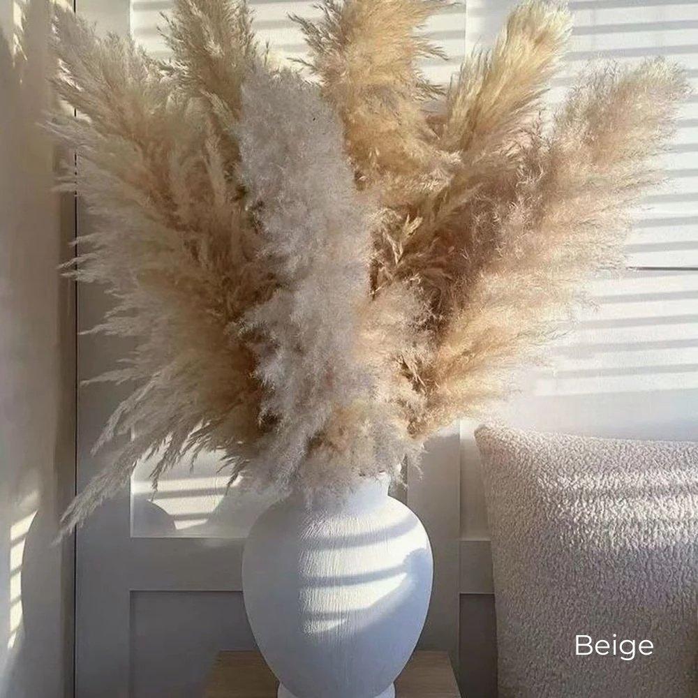 BowLift | 80 cm natural, real dried pampas grass bouquet (white / beige / gray) │ fluffy feather for modern boho home decor