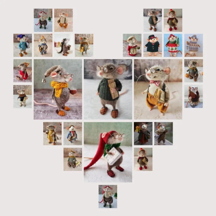 BowLift | Handmade felt mouse | Christmas decoration & gift idea | Needle felted from wool & fabric | Sustainable