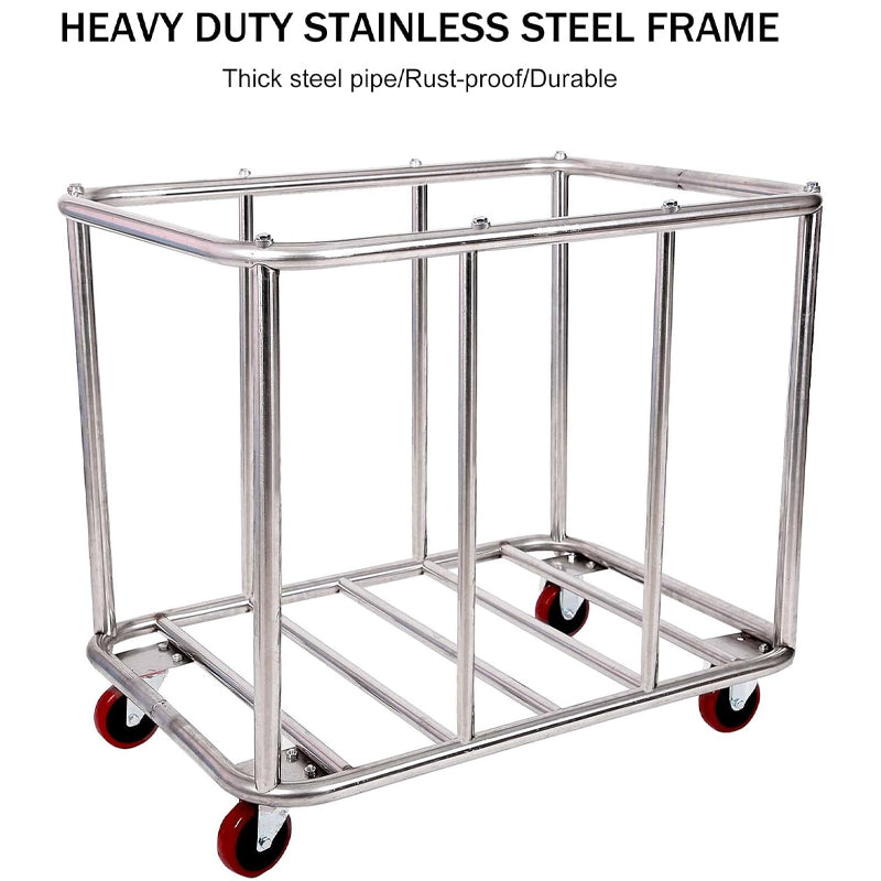BowLift | 12 Bushel Stainless Steel Basket Truck 260 lbs Laundry Cart for Laundry Organizer and Storage