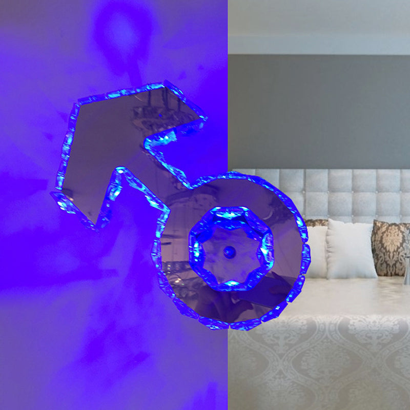 BowLift | Faceted Crystal Boys Logo Wall Light Minimal Style LED Bedroom Wall Lamp in Chrome, Warm/White/Blue Light