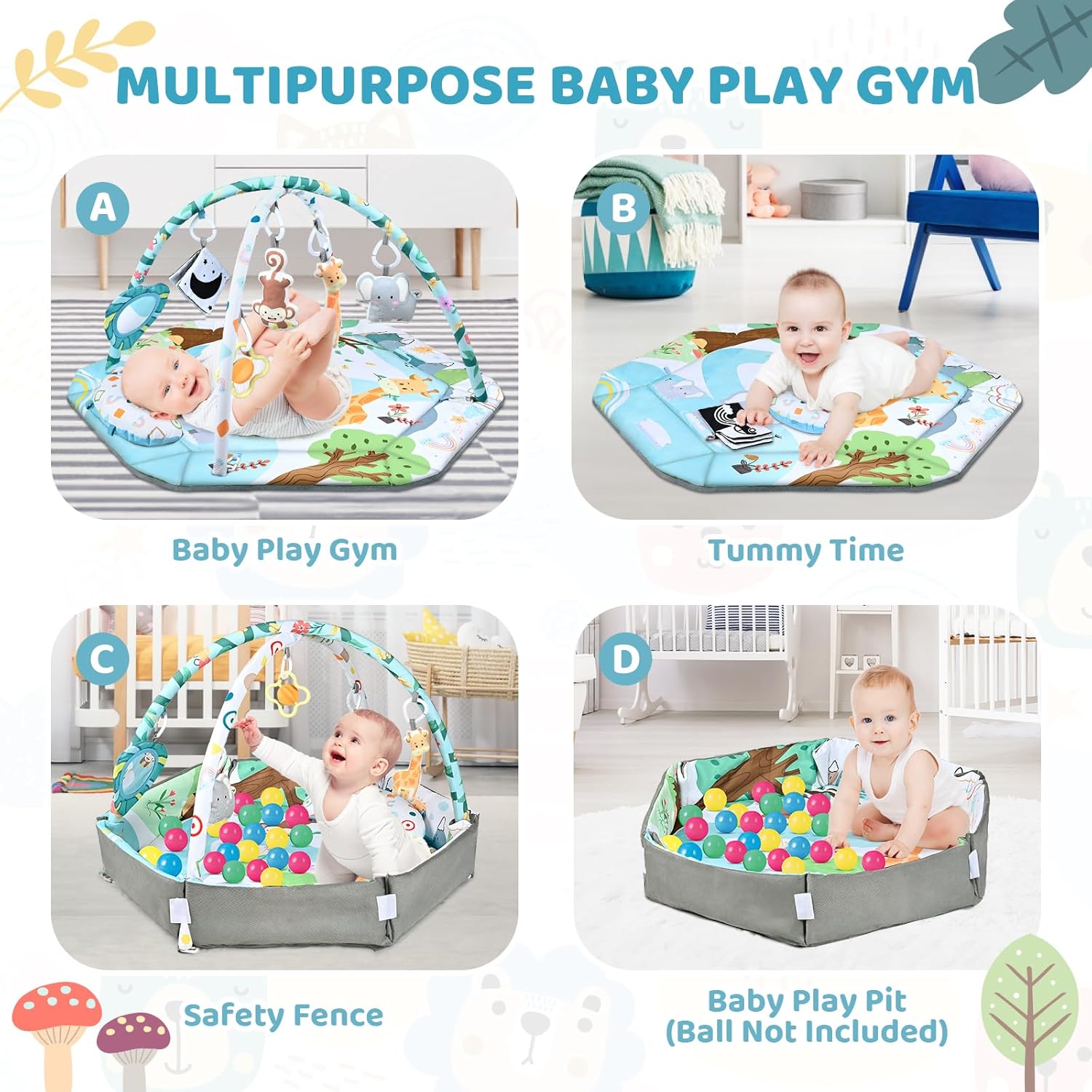 BowLift | 8-in-1 Baby Play Mat & Ball Pit with 6 Toys – A Complete Development Gym for Infants