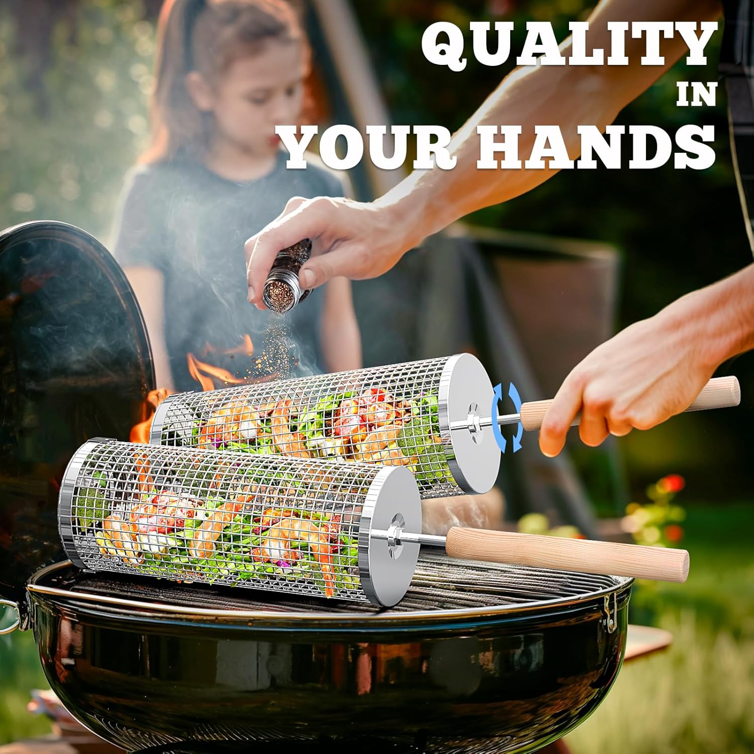 BowLift | Premium Grill Baskets | Stainless Steel BBQ Tool for Outdoor Cooking