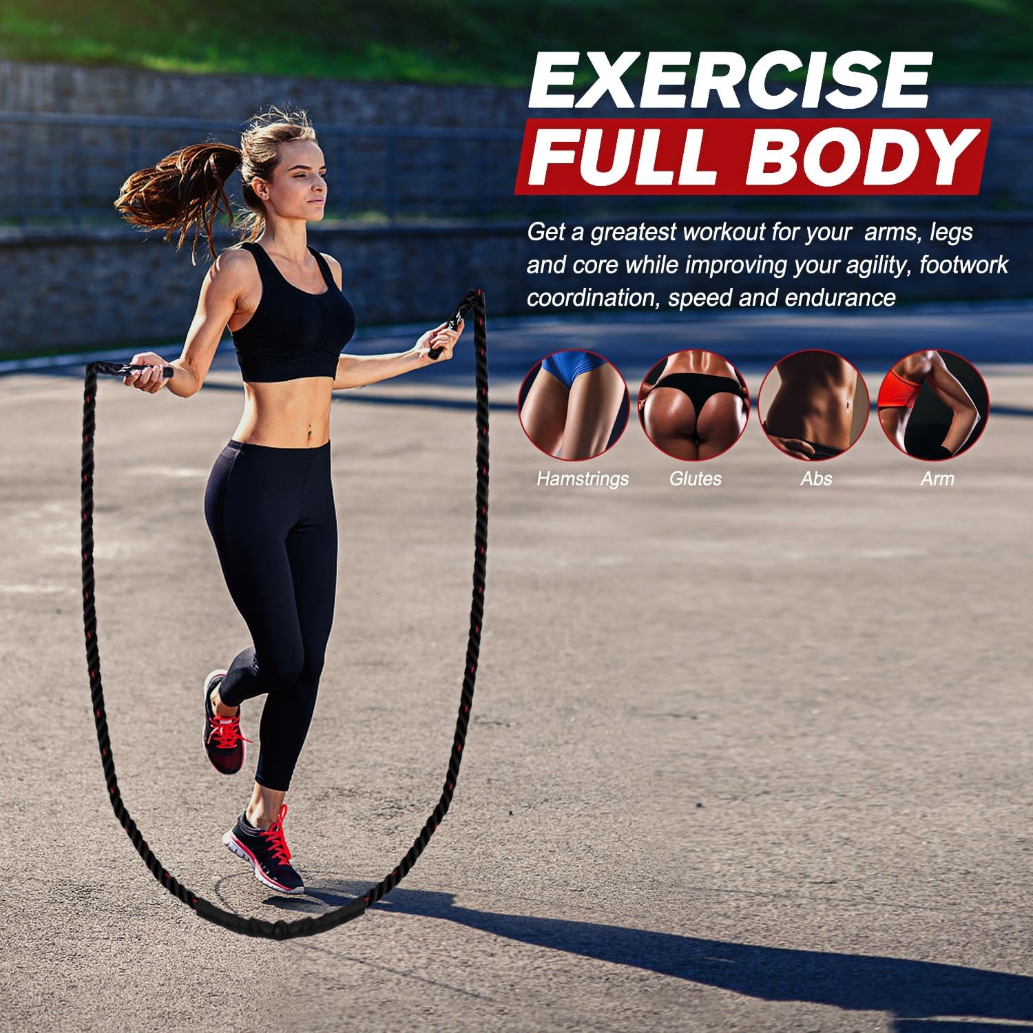 BowLift | PowerJump Adjustable Weighted Skipping Rope – Heavy Training Rope