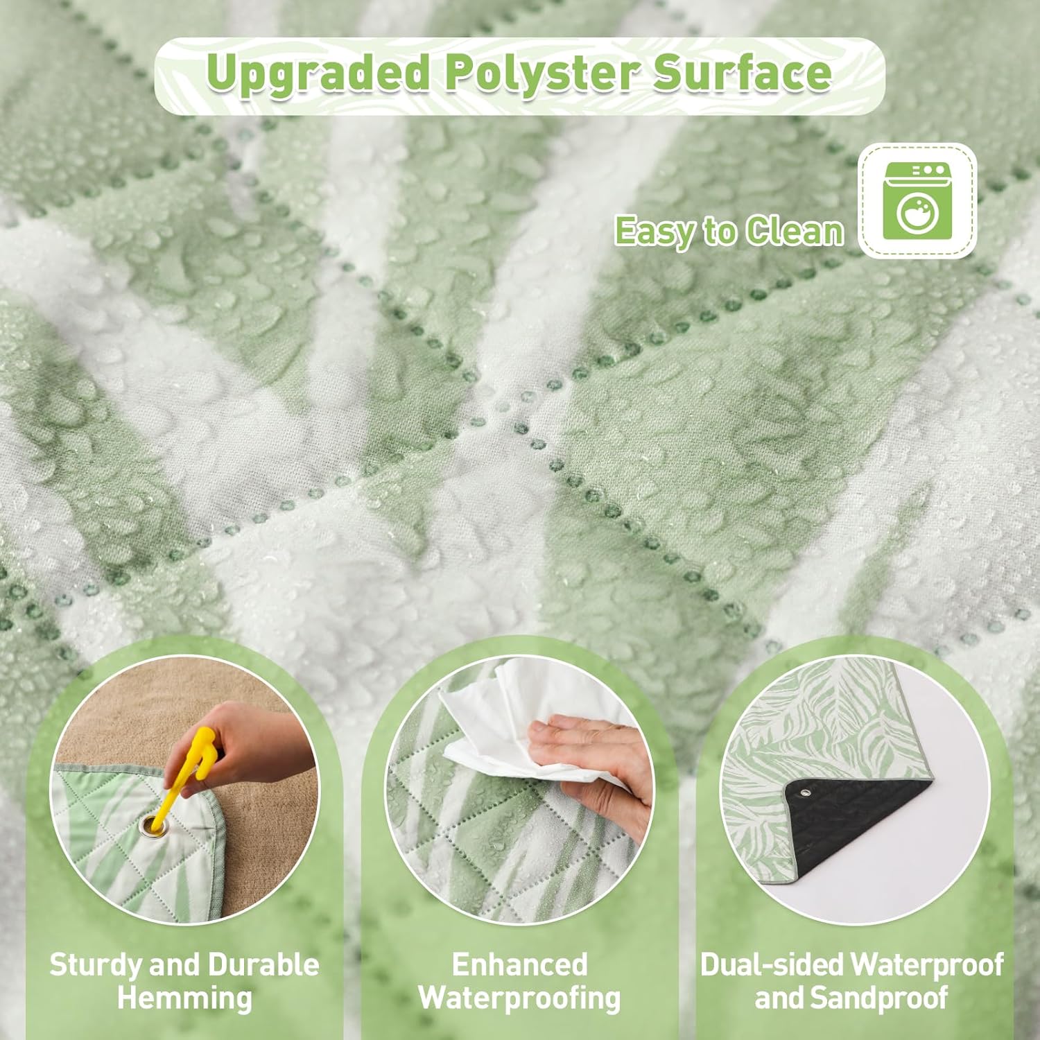 BowLift | Extra Large Waterproof Picnic Blanket 200 × 200 cm with 3 Layers – MeadowRest