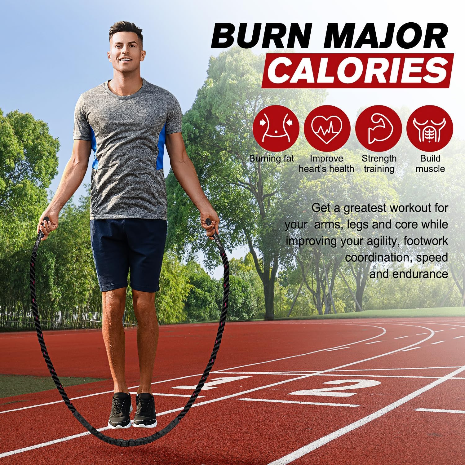 BowLift | PowerJump Adjustable Weighted Skipping Rope – Heavy Training Rope