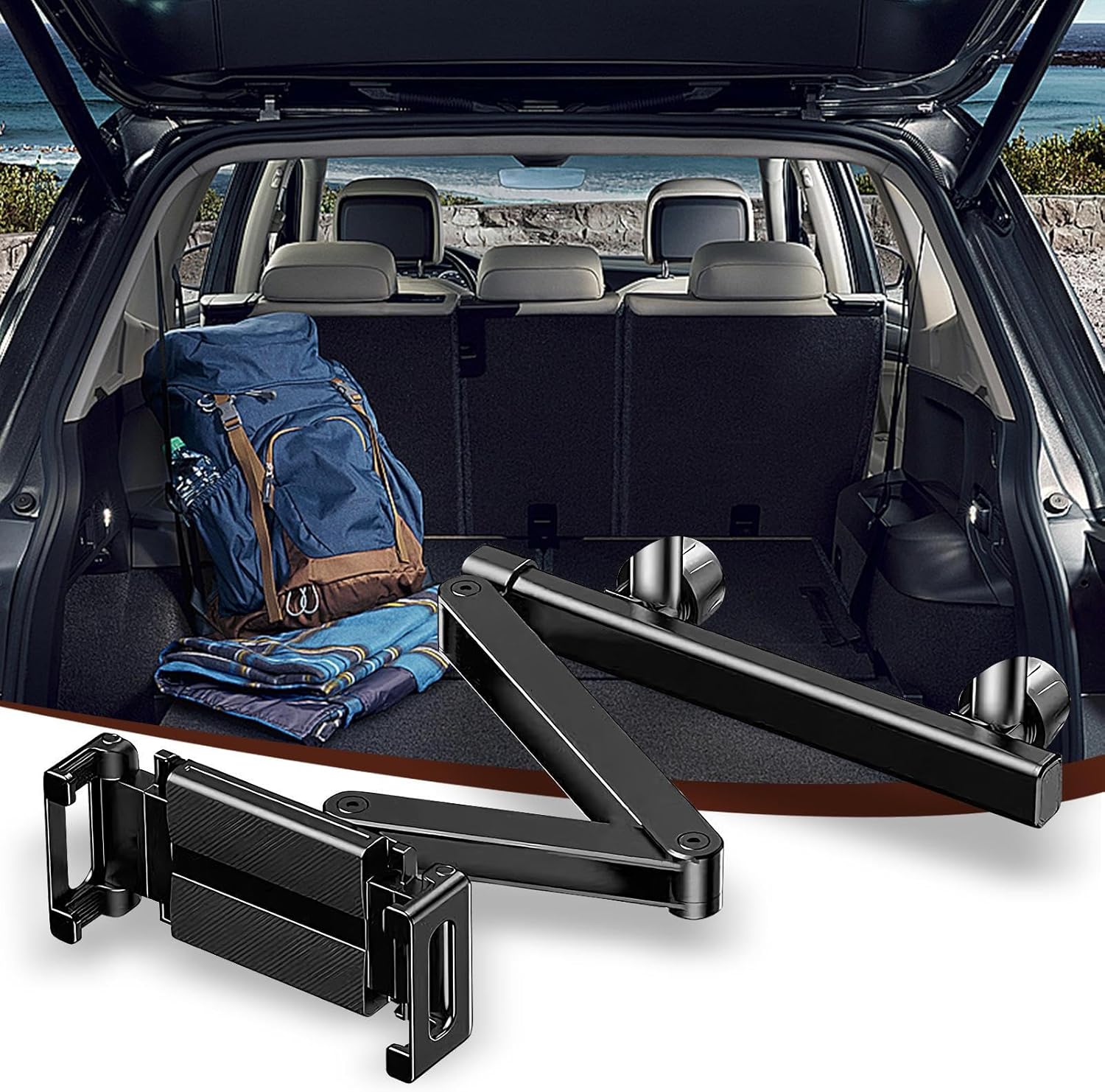 BowLift | Car Headrest Tablet Holder – Adjustable 360° Backseat Phone & Tablet Mount – Movira