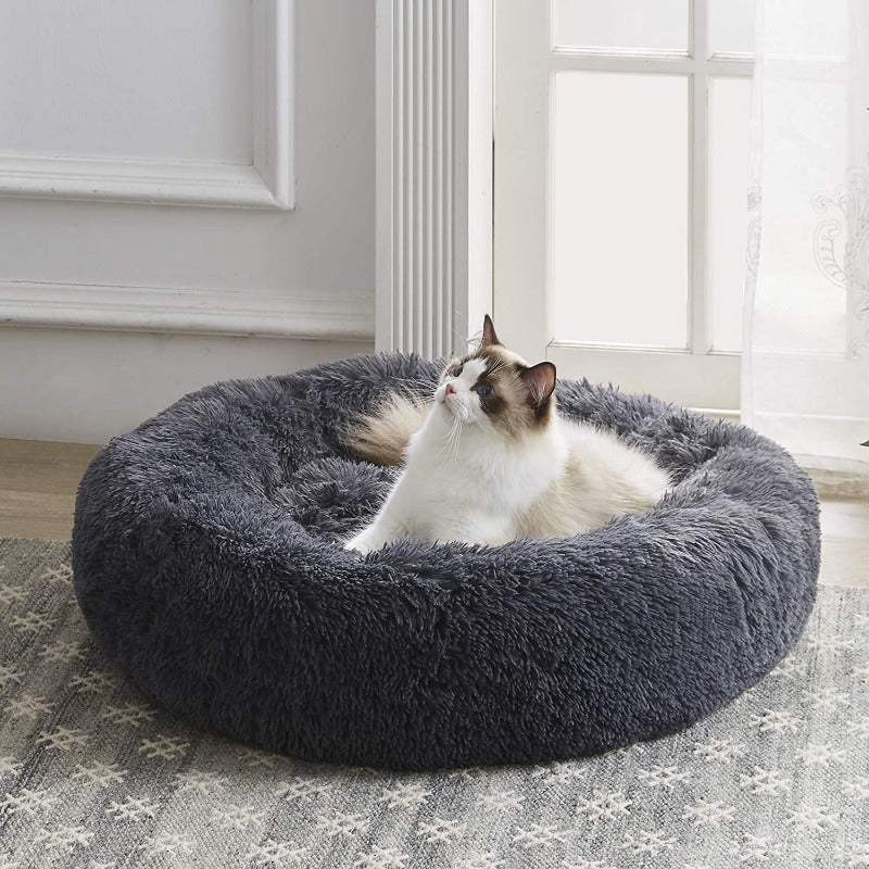 BowLift | PawNest Calming Donut Cat Bed | Round Plush Nest | Stress-Reducing & Cozy | Perfect for Cats & Small Dogs