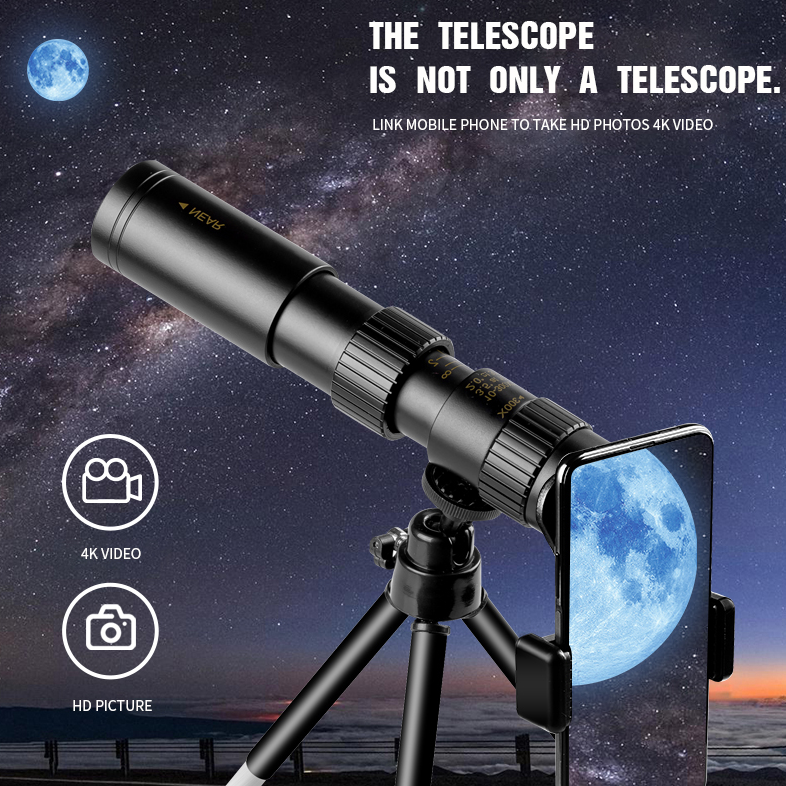 BowLift | High-Power Monocular Telescope | 10–300X Zoom | Night Vision | Waterproof | Smartphone Adapter Compatible