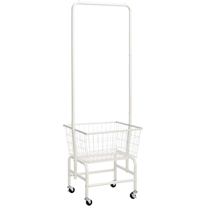 BowLift | Wire Basket Truck Laundry Cart with Clothes Rack Metal Rolling Laundry Basket with Lockable Wheels