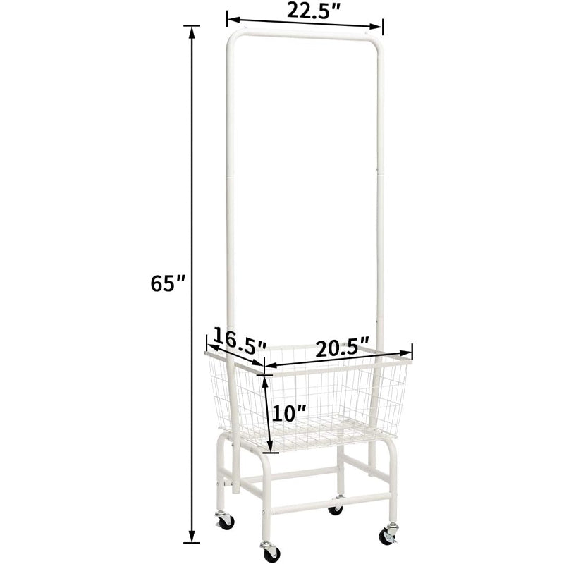 BowLift | Wire Basket Truck Laundry Cart with Clothes Rack Metal Rolling Laundry Basket with Lockable Wheels