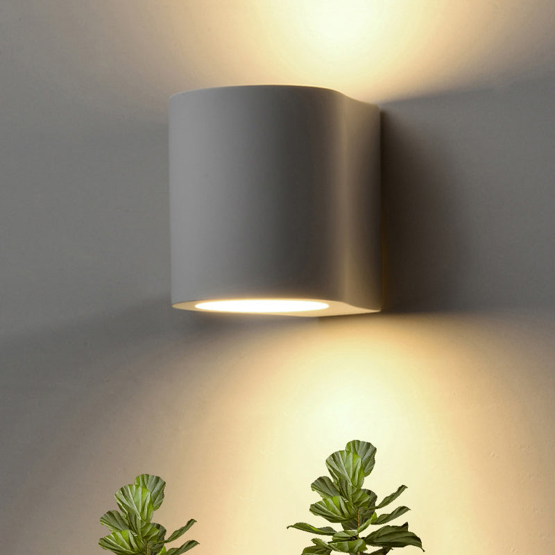 BowLift | White Finish Cylinder Flush Wall Lamp Simple 1 Bulb Plaster LED Up-Down Wall Lighting
