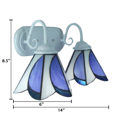 BowLift | Conical Wall-Mounted Light with Floral Pattern Vintage 2 Light Wall Sconce in White