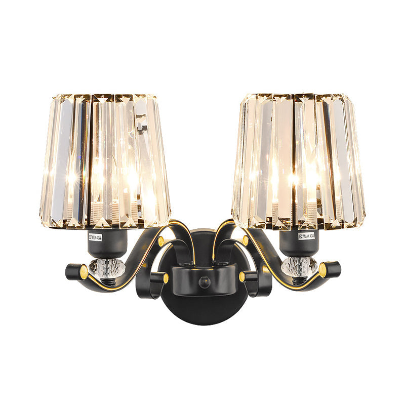 BowLift | 1/2-Pear Tapered Wall Light Modern Black Crystal Block Wall Light for the Living Room