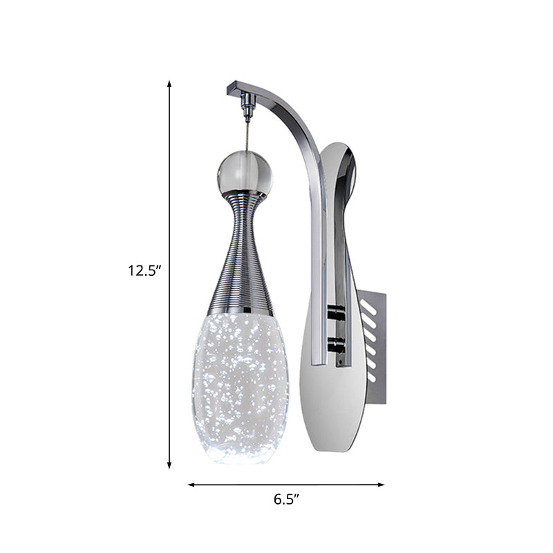 BowLift | Chrome LED Wall Light Minimalism Velvety Crystal Drop Wall Lighting Fixture