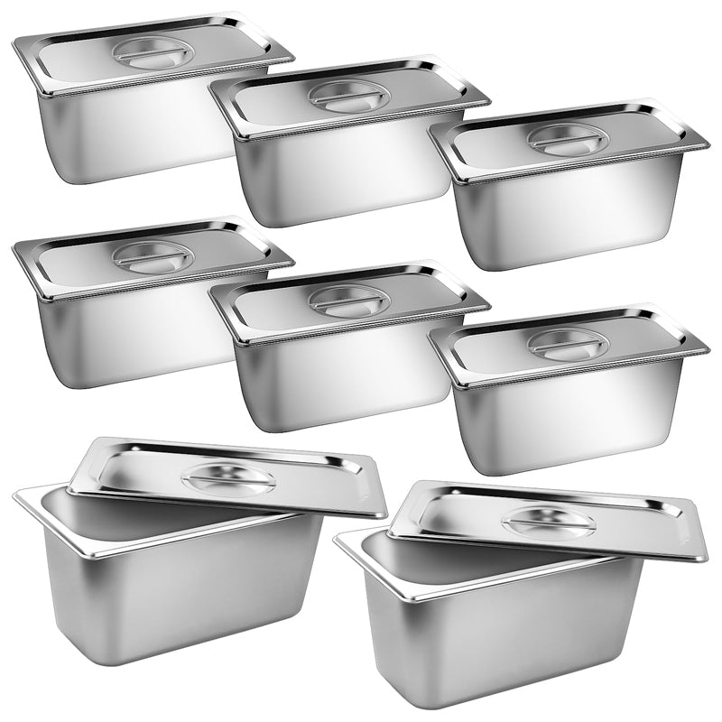 BowLift | 1/3 Size 6 Inch Deep Stainless Steam Hotel Pan with Lid 0.8 mm Thick for Commercial Party Restaurant Hotel