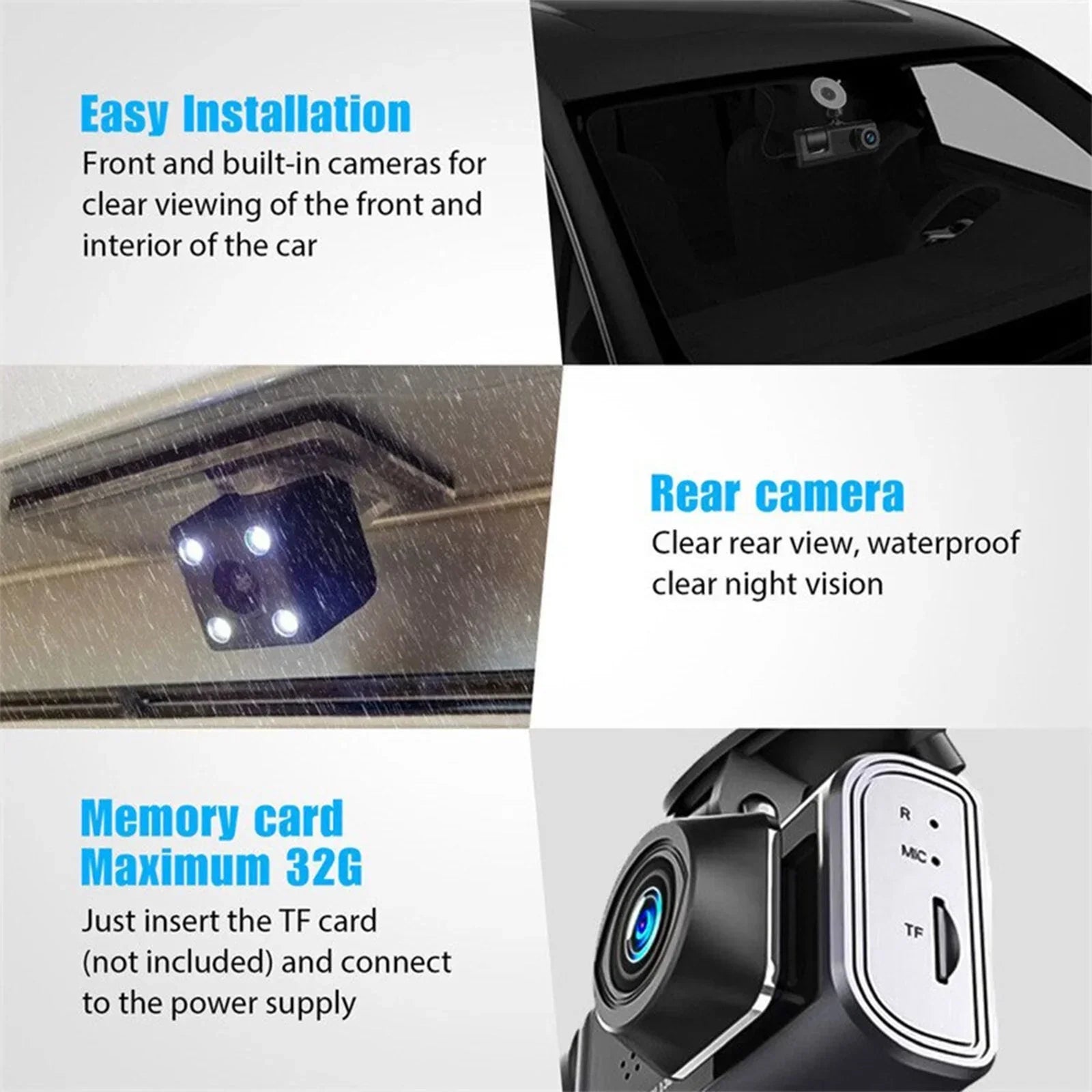 BowLift | 3 Channel Dash Cam Front and Rear Inside