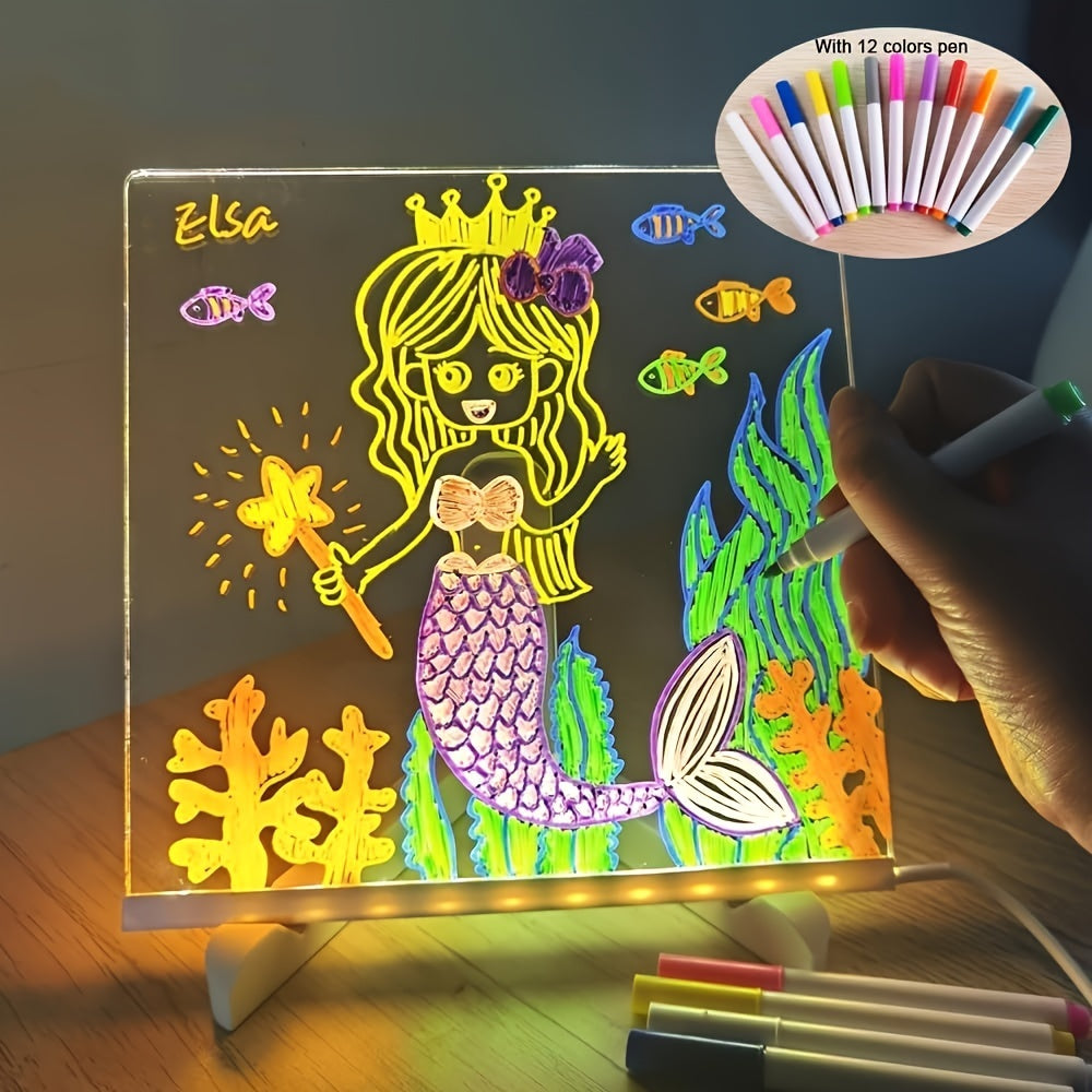 BowLift | USB LED Noteboard with 12 Colored Pens - Bright Message Board for Office & Home
