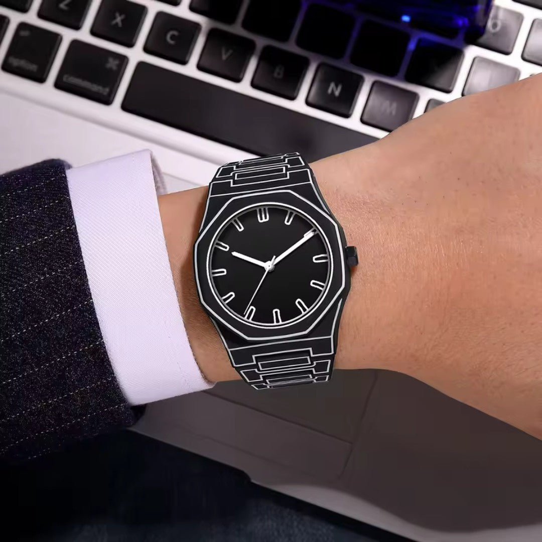 3D Outline Watch with Silicone Strap and Water Resistance