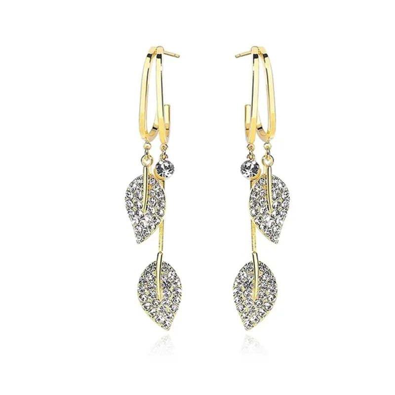 BowLift | Diamond leaf tassel earrings