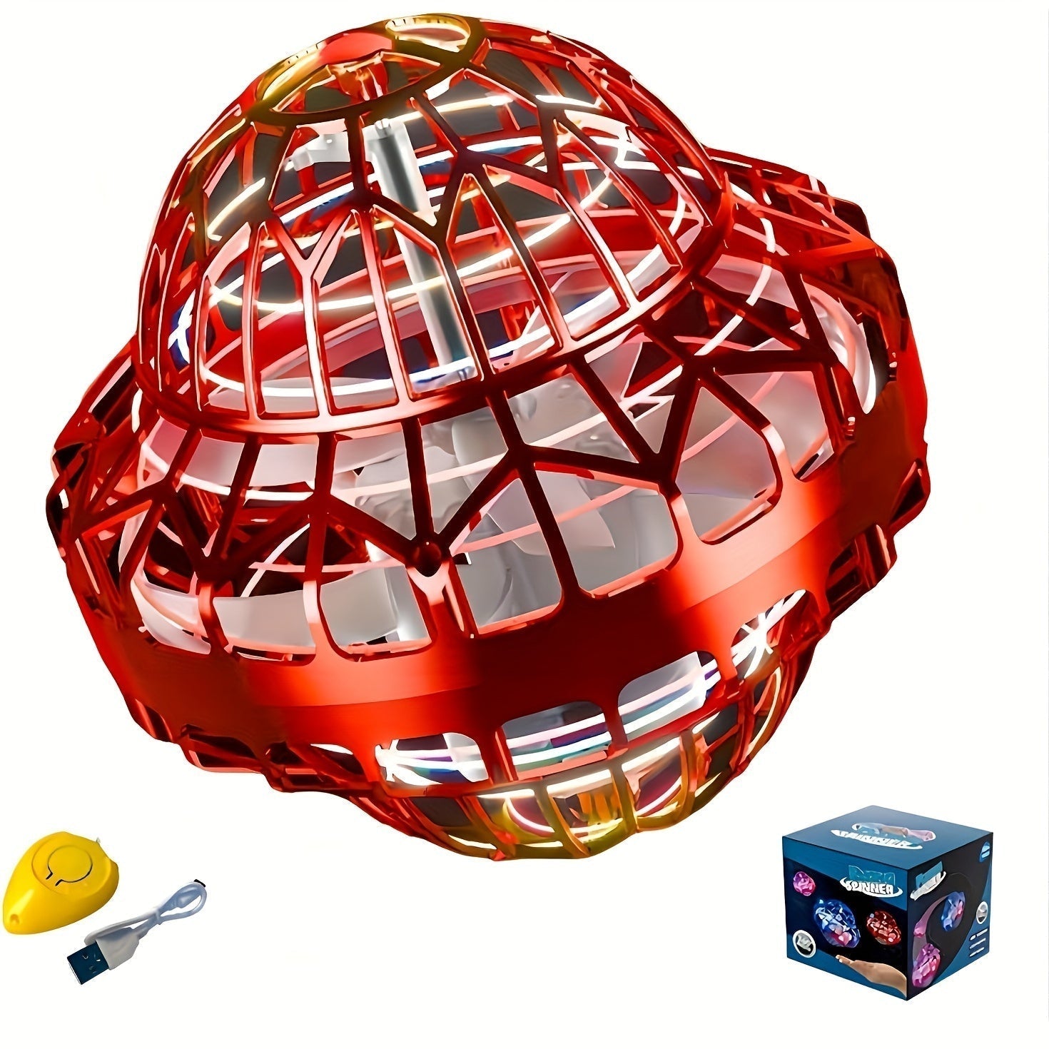 BowLift | Hand-Operated UFO Flying Ball Toy –  Hovering Drone with LED Lights, Boomerang Effect, Perfect Christmas Gift for Kids