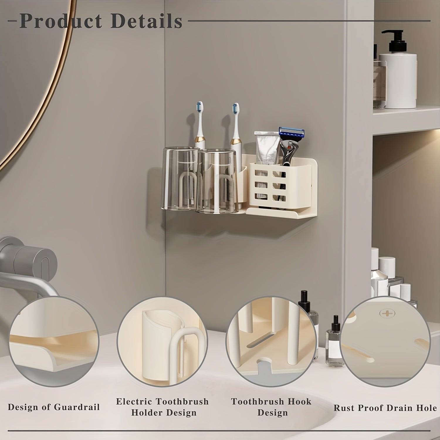 BowLift | BristleHub Wall-Mounted Electric Toothbrush Holder – Aluminium Bathroom Organiser with Drainage Holes
