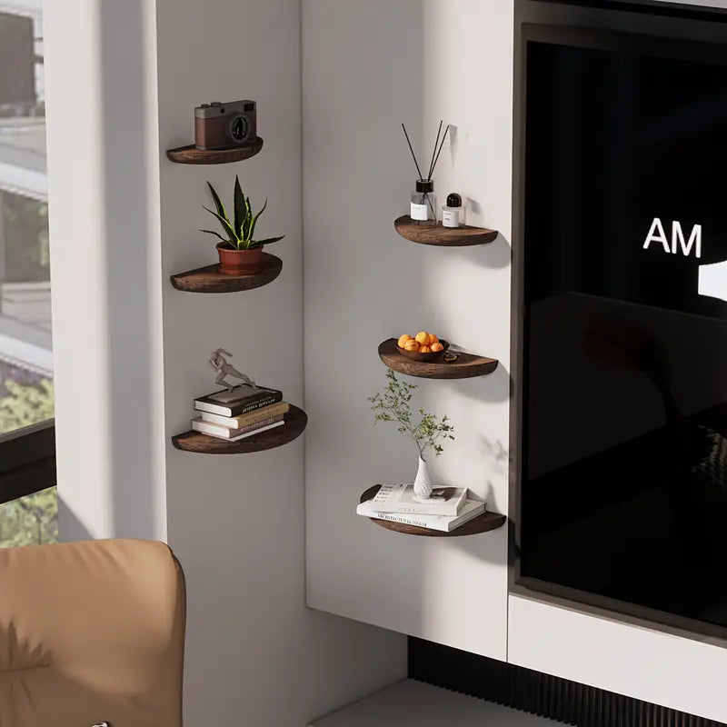 BowLift | Half-Round Wooden Floating Shelf - Modern Wall-Mounted Display for Home & Bathroom
