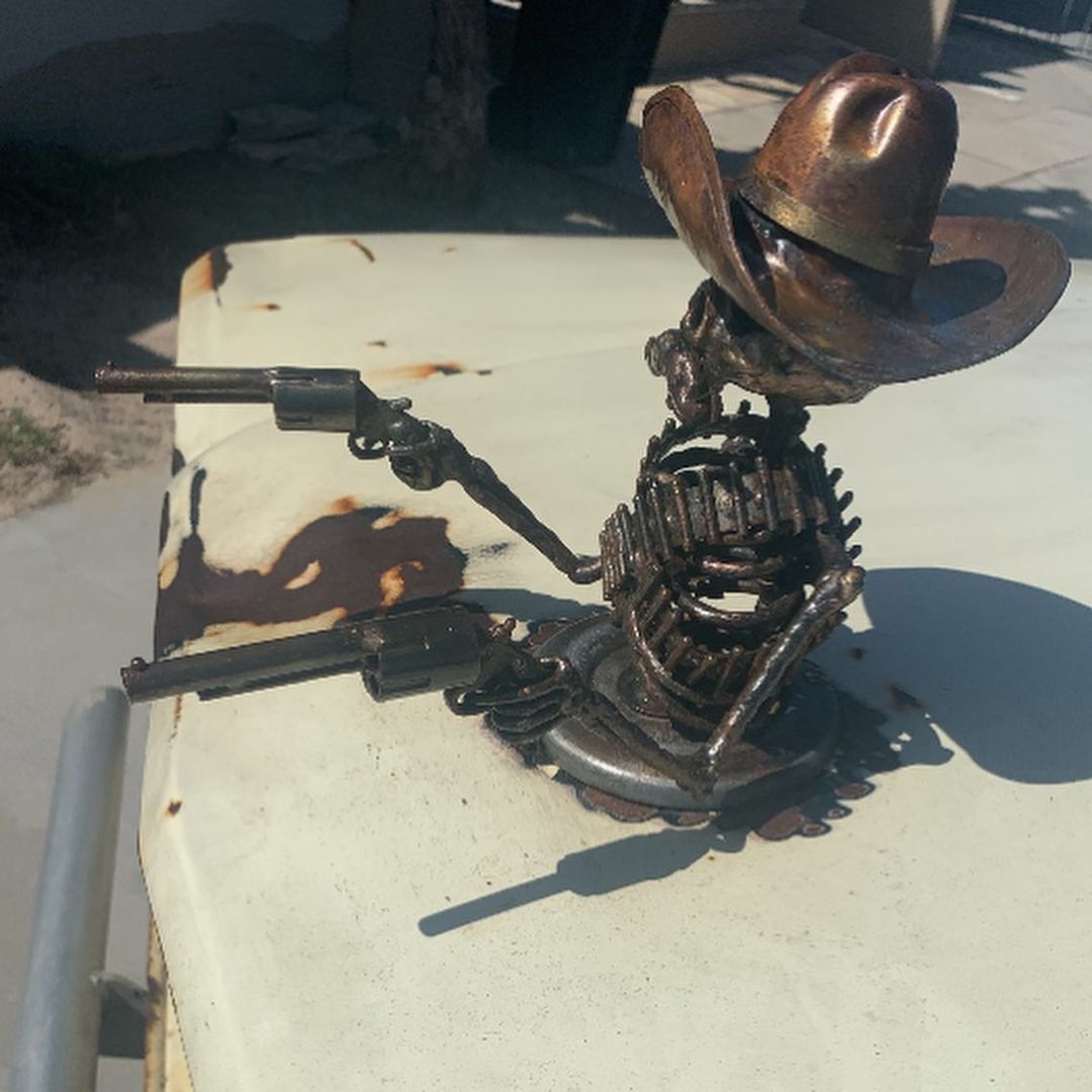 BowLift | Handmade Cast Cowboy Skull Gunslinger Hood Ornament Sculpture