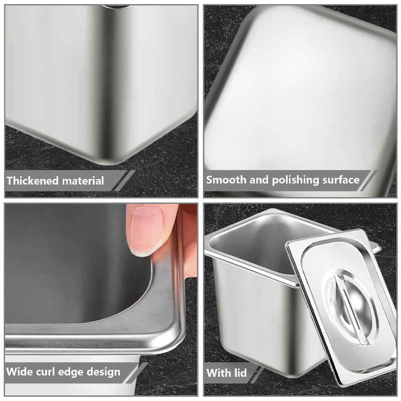 BowLift | 1/6 Size 6 Inch Deep Hotel Pans Stainless Steel Commercial Table Pans Catering Storage Pan