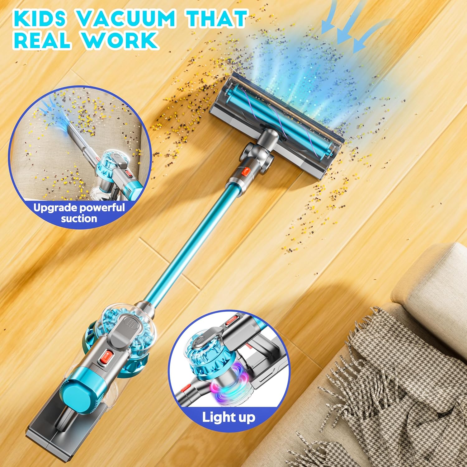 BowLift | 4-in-1 Kids Vacuum Cleaner | Real Working Toy Vacuum with Lights & Sounds