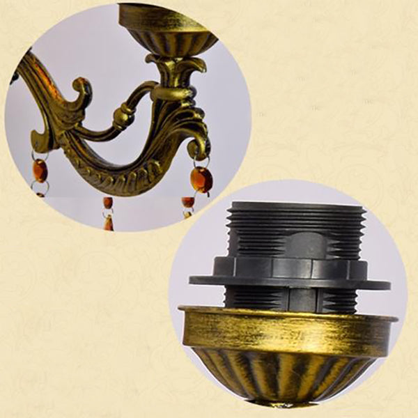 BowLift | Amber Glass Bell Wall Lamp with Colorful Beads Vintage Style 1 Light Wall Lamp for Bedroom