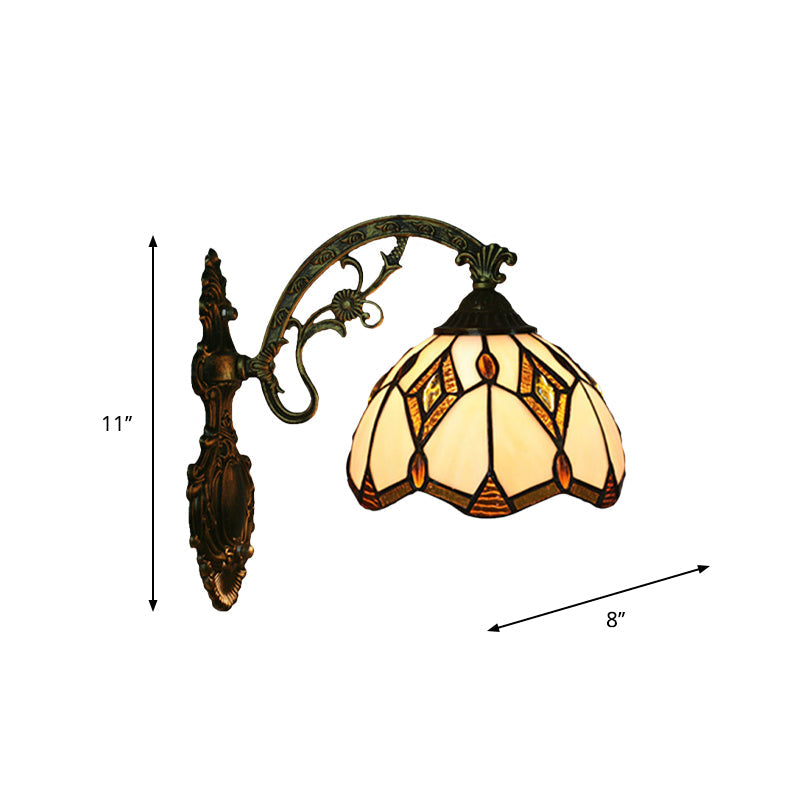 BowLift | Wave-Edge Bowl Wall Lamp 1-Light Tiffany Glass Crafts Wall Mount Light Fixture in Bronze