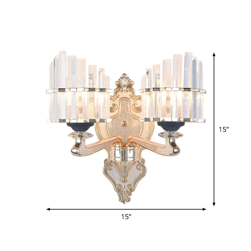 BowLift | Cone Shadow Wall Light Fixture Modernist 1/2-Light Crystal Rod Wall Lamps Idea for Living Room in Gold