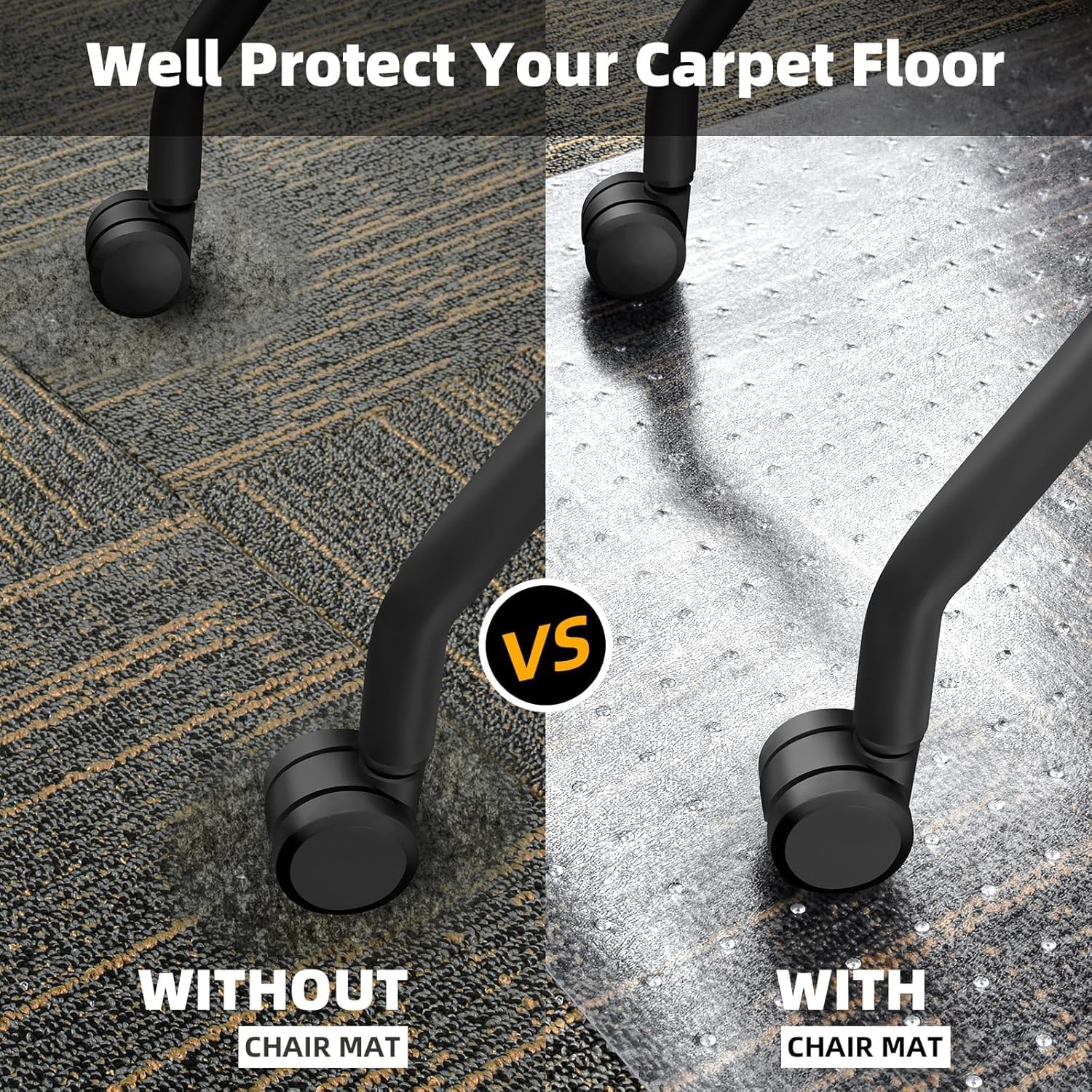 BowLift | Clear PVC Office Chair Mat for Low-Pile Carpet Floors – 120×90 cm Protector – Myrida