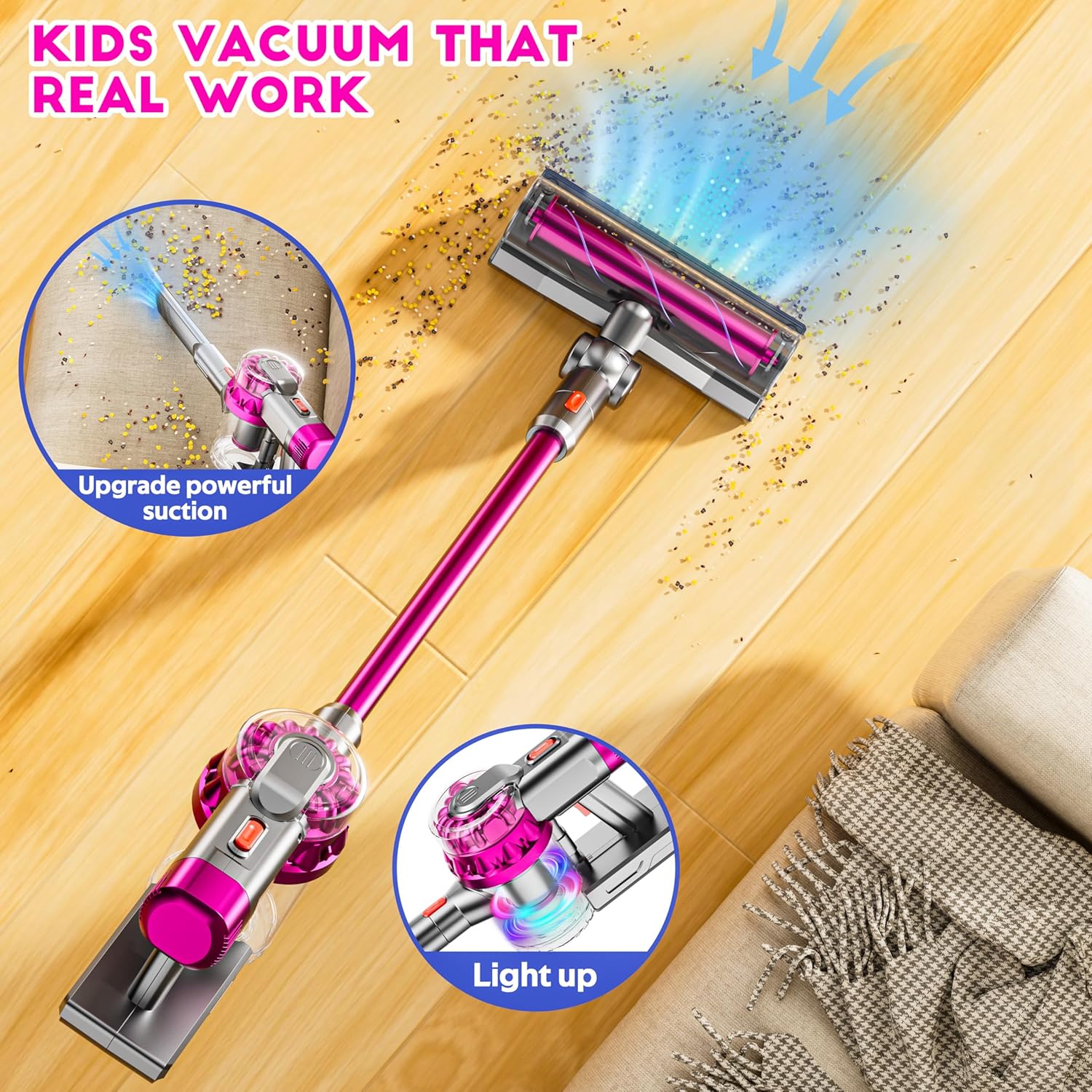 BowLift | 4-in-1 Kids Vacuum Cleaner | Real Working Toy Vacuum with Lights & Sounds