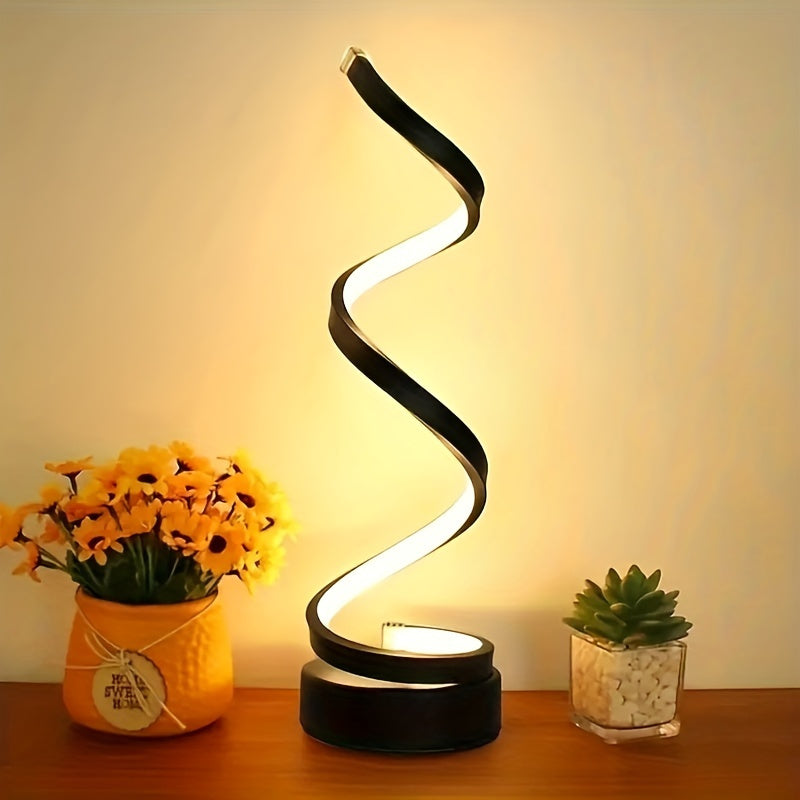 BowLift | Modern Spiral Table Lamp – Creative LED Desk Lamp with Gentle Warm Light, Perfect for Bedroom, Living Room, and Study Decor