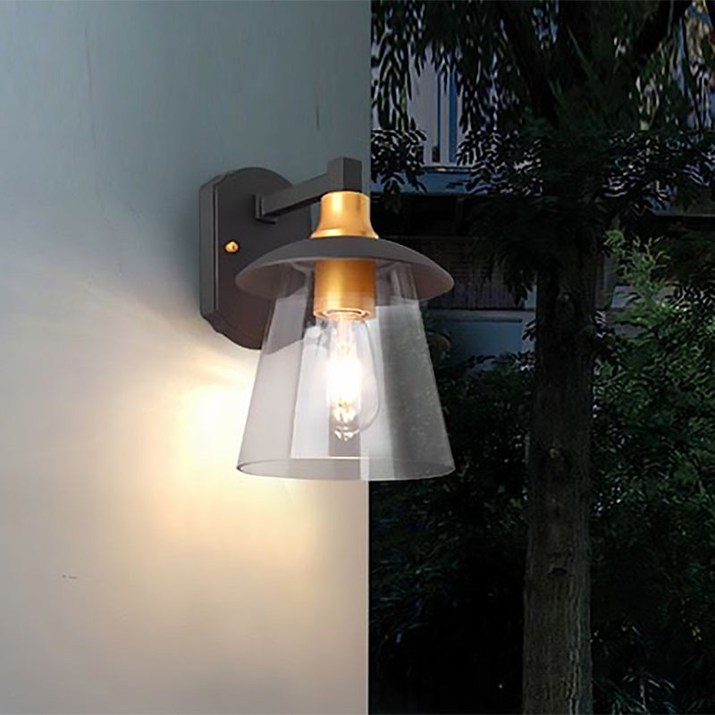 BowLift | Clear Glass Black Wall Lamp Lighting Cylinder/Half Circle/Rectangle 1-Light Industrial Light Fixture, 6"/8" Wide