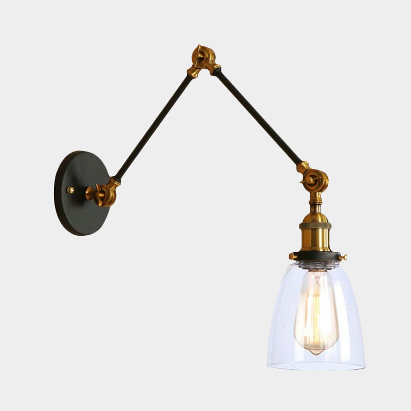 BowLift | Tapered Accent Wall Lamp Antique Clear Glass 1 Light Black/Silver/Brass Wall Lamp with Swingarm
