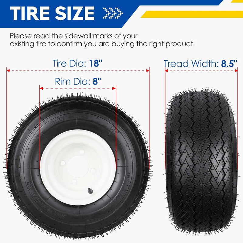BowLift | 18x8.50-8" Mower Centered Hub Tires 2 Pack 2.83" Greased Bushing Tires for Riding Lawnmowers