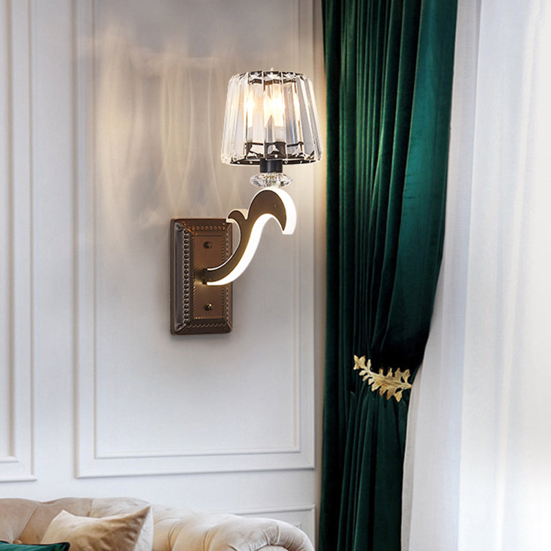 BowLift | Crystal Block Cone Shade Wall Light Minimal 1/2-Head Black Wall Lamp for Bedroom