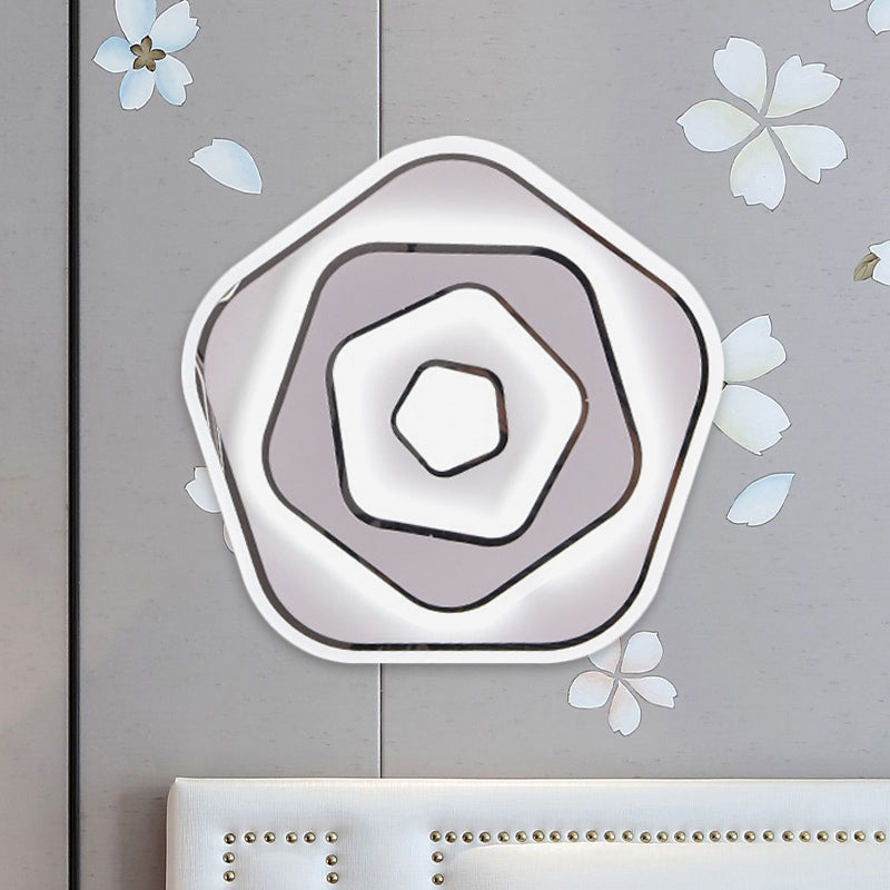 BowLift | White Round/Pentagon Wall Lighting Idea Nordic LED Acrylic Wall Lamp for the Study Room, White/Warm Light