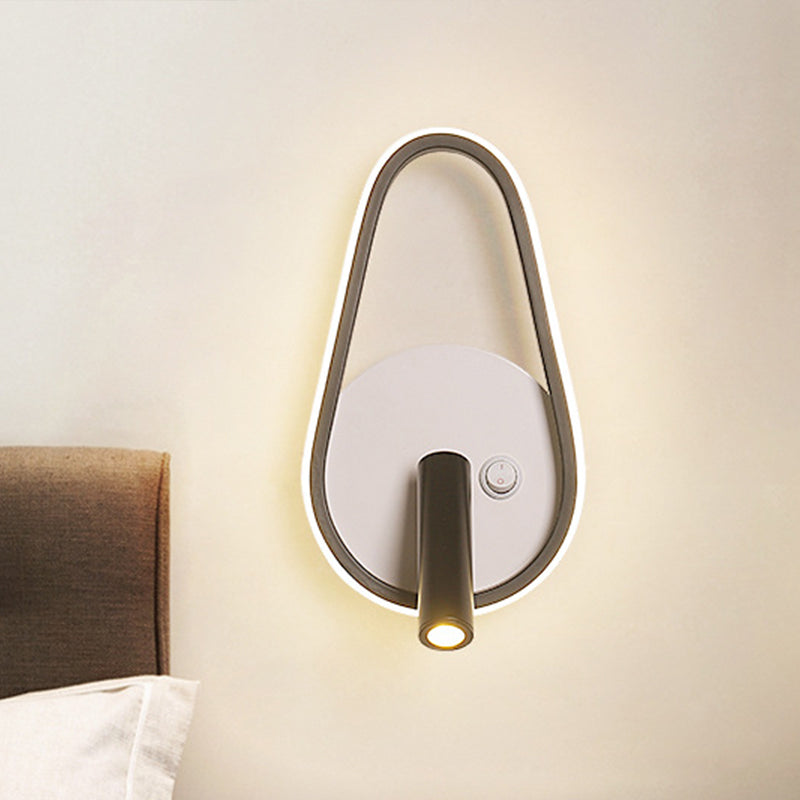 BowLift | Contemporary Circle/Square/Ellipse Wall Light Metal LED Nightstand Lighting in Black, White/Warm Light