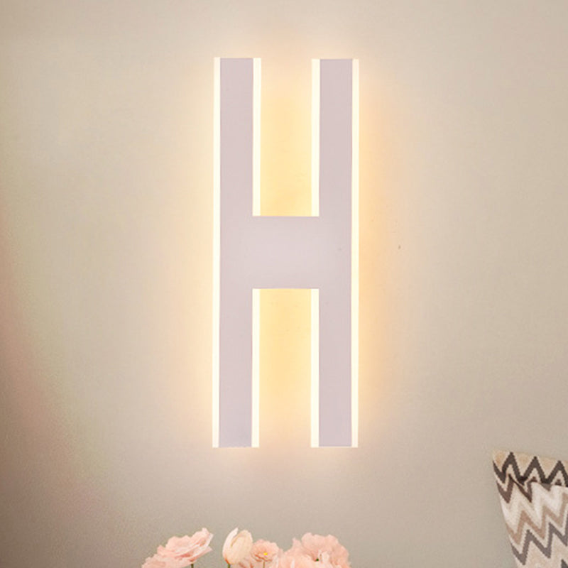 BowLift | Alphabet Metal Wall Lamp Modern LED White/Black Wall Lights for Nightstands in White/Warm Light
