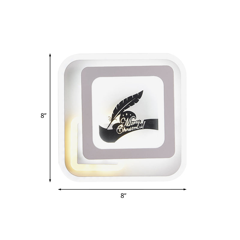BowLift | Acrylic Square Wall Light Simplicity LED White Wall Lamp with Deer/Feather Pattern for Living Room
