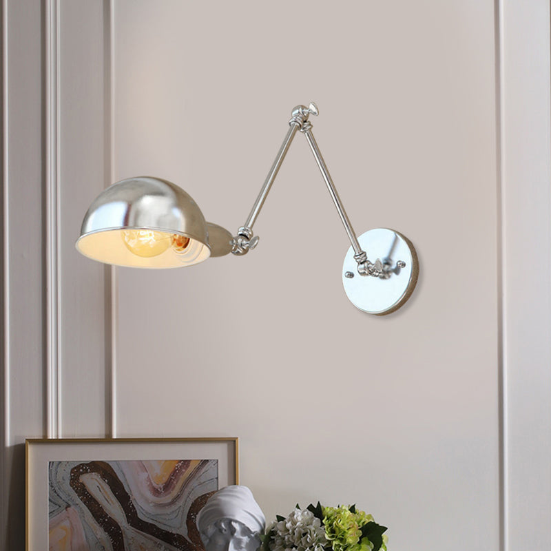 BowLift | Curved Metal Wall Light Industrial Style 1 Light Bedroom Wall Lamp with Swivel Arm in Chrome